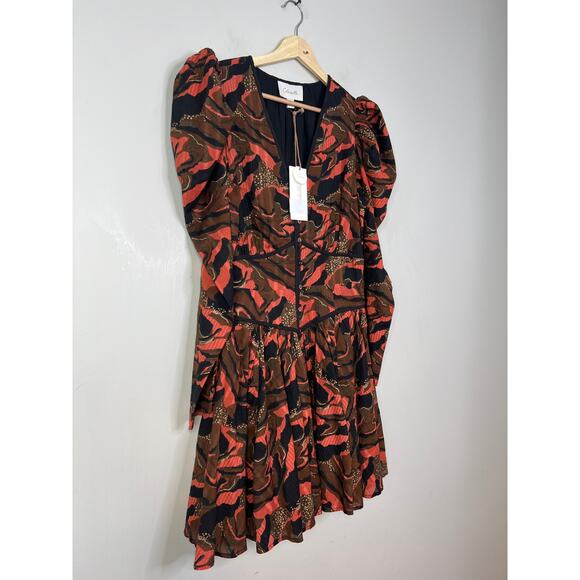 NWT Cleobella Reagen Puff Sleeve V-Neck Fit & Flare Canyon Mini Dress Sz: Small - Picture 3 of 7